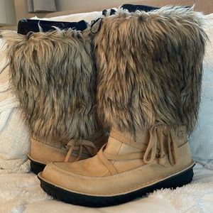 SOREL Ahnah Tan Leather Winter Snow Boots